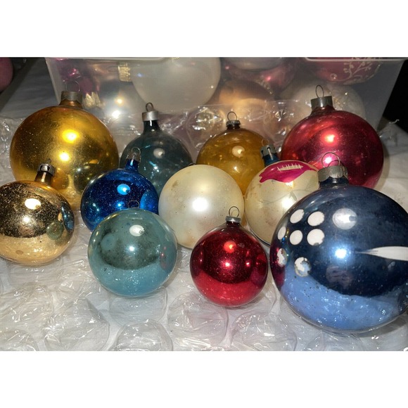 Vintage Mercury Glass Mixed Lot Christmas Ornament Some Rare Marked Poland 3E26 - Picture 2 of 12